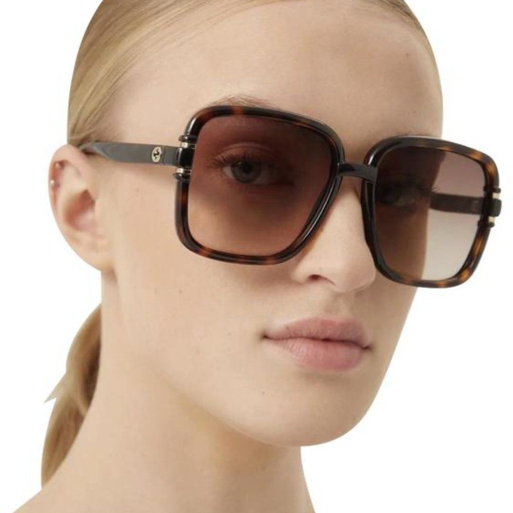 Gucci GG1066S 002 Sunglasses Havana Brown Gradient Butterfly Women - Picture 4 of 10